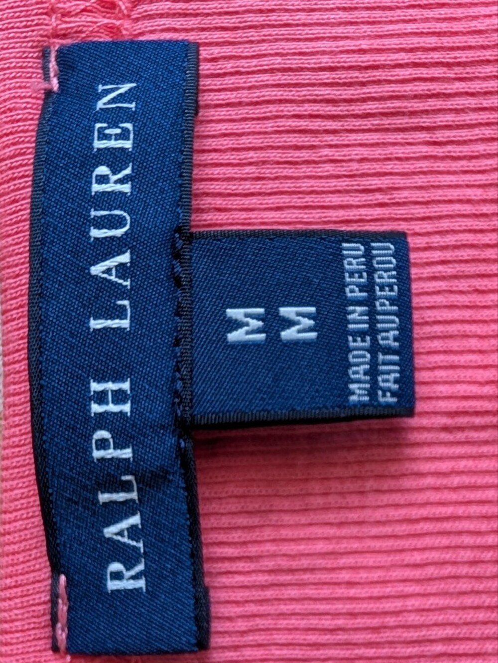 Ralph Lauren Coral Pink Ribbed Polo Tank with Navy Logo - Size Medium - Picture 5 of 5